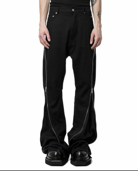 Rick Owens Zipper Pants, Rick Owens Fit, Rick Owens Aesthetic, Rick Owens Outfit Men, Rick Owens Mens, Pant Silhouettes, Rick Owens Outfit, Rick Owens Pants, Pants Inspiration