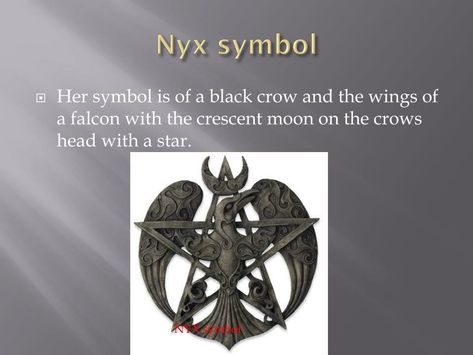 Greek God Symbols, Nyx Goddess Of Night Symbols, God Symbols, Greek Goddess Of The Night, Greek Goddess Tattoo, Nyx Goddess, Goddess Magick, Goddess Symbols, Pagan Crafts