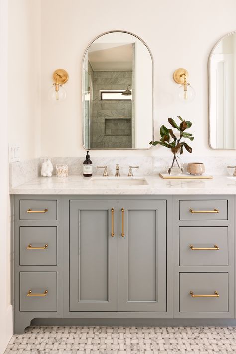 The Luxury Designer's Guide: My Favorite Paint Colors Blue Gray Bathroom Vanity, Bathroom Cabinet Colors Sherwin Williams, Painted Bathroom Vanity Colors, Painted Cabinets Bathroom, Bathroom Vanity Paint Colors, Bathroom Vanity Colors, Painted Bathroom Cabinets, Bathroom Cabinet Colors, Teen Bathroom