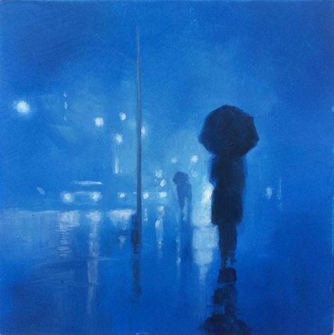 Night Rain, Blue Night, Rainy Night, Free Art, The Rain, Umbrella, Wallpapers, Blue, Art