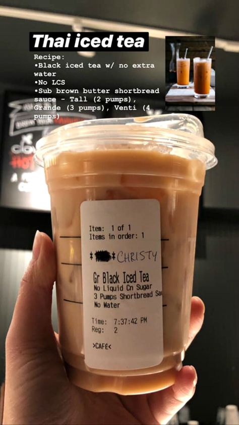 Starbucks Milk Tea, Tea Starbucks, Thai Iced Tea, Starbucks Hacks, Iced Starbucks Drinks, Healthy Starbucks Drinks, Secret Starbucks Drinks, Starbucks Secret Menu Drinks, Starbucks Coffee Drinks