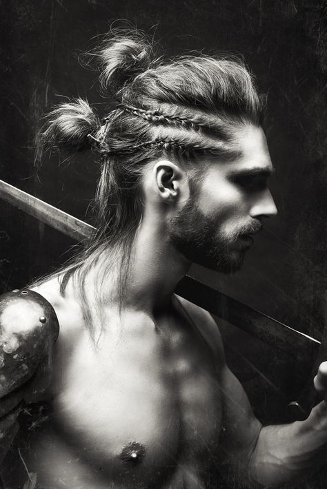 Man With Long Hair, Man Bun Hairstyles, Viking Braids, Viking Hair, Mens Braids, Mens Braids Hairstyles, Corte De Cabelo Masculino, Man Bun, Side Braid