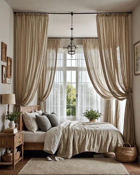 20 Perfect Boho Style Reading Nooks For Your Bedroom – ToolzView Boho Bed Canopy Bohemian Style, Wood Canopy Bed Room, Bogo Bed, Nuetral Boho Bedding, Corner Bed Canopy Boho, French Canopy Bed, Bali Bedroom, House Wall Design, Modern Bedroom Decor