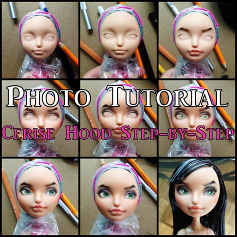 Step-By-Step Ever After High Repaint (Photo Blog) – I Am Loved Dolls Eye Ball Drawing, Doll Repaint Tutorial, Paint Eyes, Everafter High, Eah Dolls, Step Ideas, Doll Makeover, Doll Face Paint, Repainted Dolls