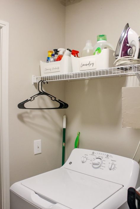 Sleek and Practical Small Apartment Laundry Room Organization Products Small Apartment Laundry Room, Apartment Laundry Room Organization, Small Apartment Laundry, Apartment Laundry Closet, Laundry Room On A Budget, Laundry Room Labels, Apartment Laundry Room, Laundry Closet Organization, Apartment Hacks Organizing