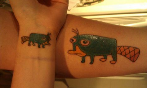 Perry the platypus Perry Platypus Tattoo, Perry The Platypus Tattoo, Platypus Tattoo, Perry Platypus, Grace Core, Couples Tattoos, Tattoo Symbols, Perry The Platypus, Cool Tattoos For Guys