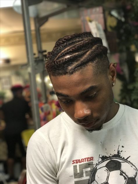 Hair twist Half Cornrows Half Twist, 5 Braids, Male Braids, Man Braids, Cornrow Braids Men, Half Cornrows, Boy Braids, Side Fade, Braids Men