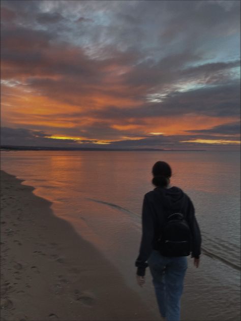 Evening Walks Aesthetic, Walking On Beach Aesthetic, Beach Walks Aesthetic, Cheska Core, Beach Walk Aesthetic, Spiritual Routine, High By The Beach, Walks On The Beach, Beach Walking