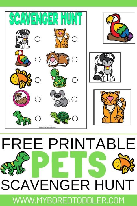 Scavenger Hunt For Toddlers, Toddler Scavenger Hunt, Preschool Scavenger Hunt, Nursery Rhyme Characters, Pets Preschool Theme, Easy Toddler Activities, Animal Printables, Fun Activities For Toddlers, Dog Crafts