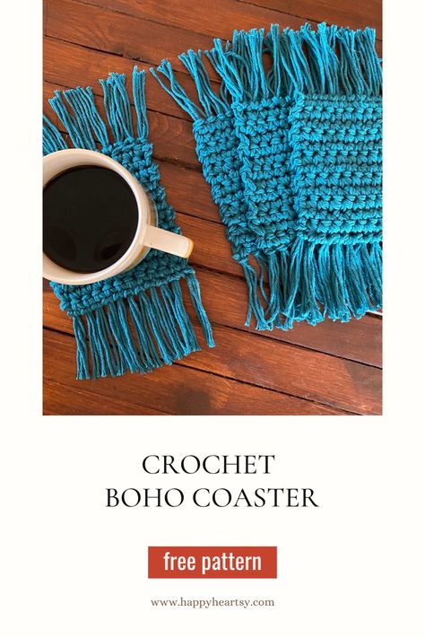 Crochet Coaster Free pattern Coasters Free Pattern, Boho Coasters, Fast Crochet, Crochet Coasters Free Pattern, Crochet Coaster, Crochet Coaster Pattern, Crochet Bag Pattern Free, Crochet Kitchen, Clothing Patterns Free