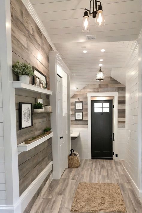 shiplap, accent wall, DIY trends, space transformation Office Wooden Wall Design, Focal Wall Living Room, Shiplap Wall Color Ideas, 2024 Flooring Trends, Ship Lapped Walls, Shiplap Cottage, At Home Salon Ideas, Shiplap Flooring, Farmhouse Shiplap Walls