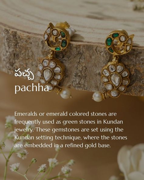 Emeralds (pacha) or emerald-colored stones are frequently used in Kundan jewelry. These gemstones are set using the Kundan setting technique, where the stones are embedded in a refined gold base. Find our new unique collection of pacha gold-plated silver earrings as part of Yamoona's Neema collection. Shop online at yamoona.co or DM us for price and shipping details #IndianBride #Jhumkas #GoldJewelry #IndianJewellery #Trending #BridalJewellery #Yamoona #SilverJhumkas #EmeraldJewelry #Silver... Silver Jhumkas, Kundan Jewelry, Colored Stones, Kundan Jewellery, Emerald Jewelry, Indian Jewellery, Green Stone, Gold Plated Silver, Bridal Jewelry