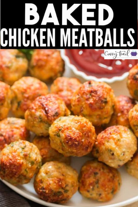 Ground Chicken Balls, Minced Recipes, Ground Chicken Meatballs, Delish Dinners, Baked Chicken Meatballs, Low Calorie Chicken, Juicy Baked Chicken, Dinner Recipes Chicken, Chicken Balls