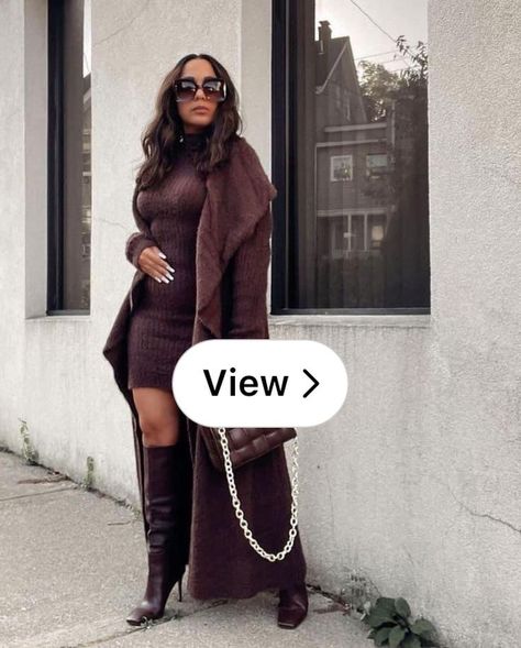 Lemon8 · Fall fashion ✨ · @Amber D Brown Sweater Dress Outfit, Brown Sweater Dress, Winter Boots Outfits, Business Outfits Women, Stylish Work Attire, Brown Outfit, Fall Time, Latest African Fashion Dresses, Outfit Inspo Fall