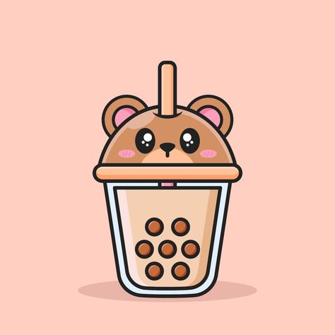 bubble tea cup with cute animal face lid Cute Boba, Dragon Scale, Boba Tea, Animal Faces, Bubble Tea, Cute Doodles, Tea Lover, Cute Food, Anime Films