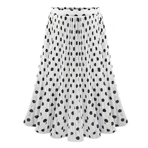 Product id: 33001456936 Chiffon Pleated Skirt, Beach Skirts, Style Anglais, Polka Dot Midi Skirt, Pleated Chiffon Skirt, Dot Print Dress, Polka Dots Fashion, Pretty Skirts, Midi Flare Skirt