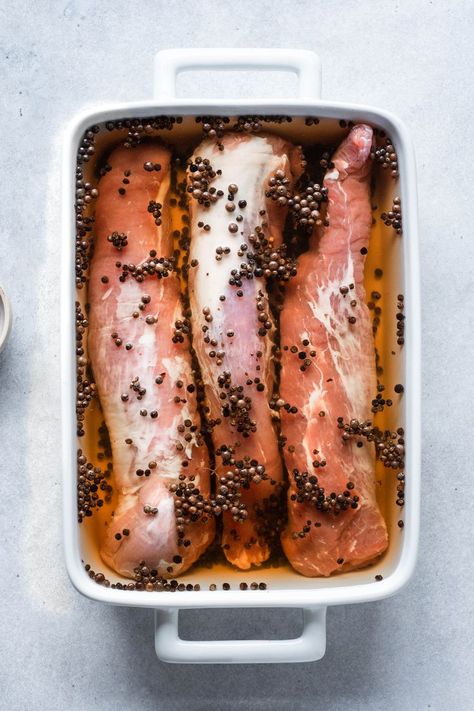 Pork Tenderloin Brine, Dry Rub Pork, Pork Brine Recipe, Traeger Ideas, Brine Pork Loin, Easy Turkey Brine, Brine For Pork, Brine Recipes, Easy Pork Tenderloin