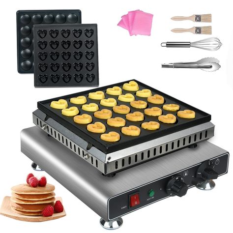 PRICES MAY VARY. 🥞 2-in-1 Versatile Mini Pancakes Maker: Exclusive to Amazon and beyond, this model solves two problems: single-shaped muffin makers and irreplaceable pancake iron plates. 🥞 Fast & Even Heating: Equipped with an annular energy heating tube with smaller gaps, this mini pancakes maker cooks fast and even, resulting in crispy outside and tender inside pancakes. 🥞 Unlock More Delicacies: Bake dorayaki, crepes, poffertjes, muffins, and Dutch pancakes with ease using this mini panca Pancake Maker Machine, Dutch Waffles, Mini Dutch Pancakes, Mini Pancake Maker, Dutch Pancakes, Belgian Waffle Maker, Pancake Maker, Waffle Sandwich, Mini Pancakes