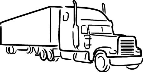 Semi Truck Drawing, Baby Socks Flowers, Truck Icon, Truck Tattoo, Clip Art Library, Line Art Images, Drawing Stencils, Art Articles, Truck Coloring Pages