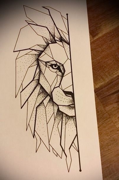 Awesome geometric lion couples design. Geometric Lion Tattoo, Geometric Lion, Tumblr Drawings, Arte Doodle, Kunst Tattoos, Desen Realist, Lion Drawing, Marvel Tattoos, Men Tattoos