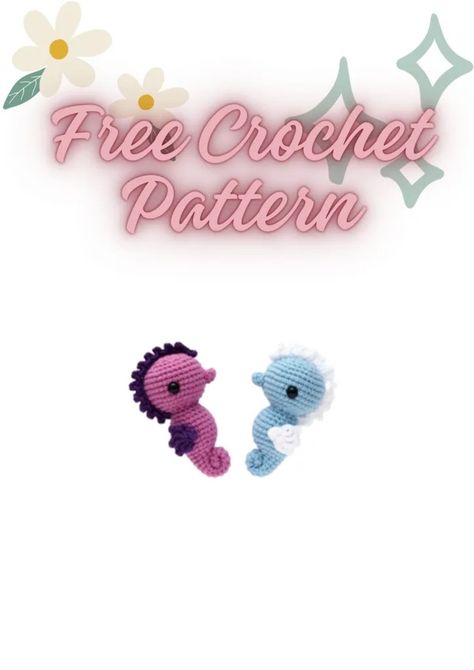 Amigurumi Seahorse Free Crochet Pattern - Amigurumi SDBES Crochet Seahorse Free Pattern, Amigurumi Seahorse, Bird Free, Amigurumi Elephant, Free Amigurumi Patterns, Horse Pattern, Sea Horse, Amigurumi Free, Christmas Deer