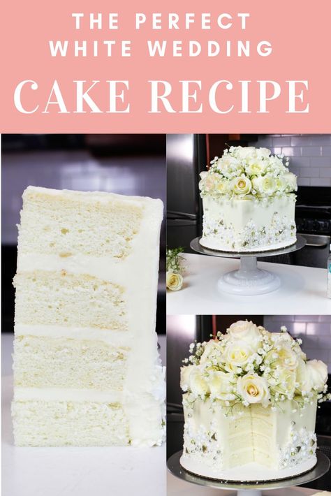 Wedding White Cake Recipe, Best White Wedding Cake Recipe, Best White Cake Recipe From Scratch, Bakery Cake Recipe From Scratch, Best Wedding Cake Recipe, White Wedding Cake Buttercream, White Almond Wedding Cake Recipe, Almond Wedding Cake Recipe, White Cake From Scratch