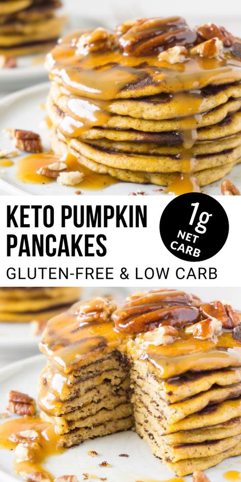 These delicious and gluten-free keto pumpkin pancakes are a perfect keto and low carb breakfast recipe that you can enjoy with your family during the fall season. Keto Pumpkin Pancakes, Low Carb Pumpkin Pancakes, Pancakes Pumpkin, Pumpkin Pancakes Easy, Pumpkin Pancake Recipe, Low Carb Pancakes, Postre Keto, Keto Pumpkin, Keto Pancakes