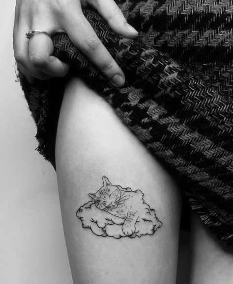 Cat On A Cloud Tattoo, Dog Cloud Tattoo, Clouds Tattoo, Cat And Cloud, Cloud Tattoo, Dog Tattoo, Infinity Tattoo, Tattoo Quotes, Tattoos