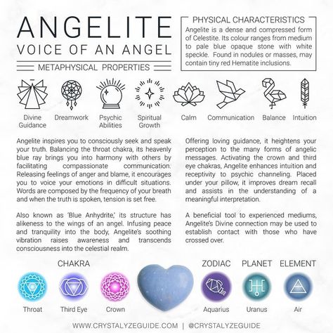 Angelite Crystal Meaning, Aegirine Crystal Meaning, Angelite Meaning, Aquarius Planet, Crystal For Intuition, Angelite Properties, Chakra For Beginners, Angelite Crystal, Angel Stone Crystal