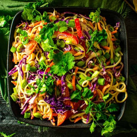 Salad With Peanut Dressing, Thai Noodle Salad, Food Catalog, Noodle Salad Cold, Vegan Salad Dressing, Whole Wheat Spaghetti, Thai Noodles, Peanut Dressing, Marinated Tofu