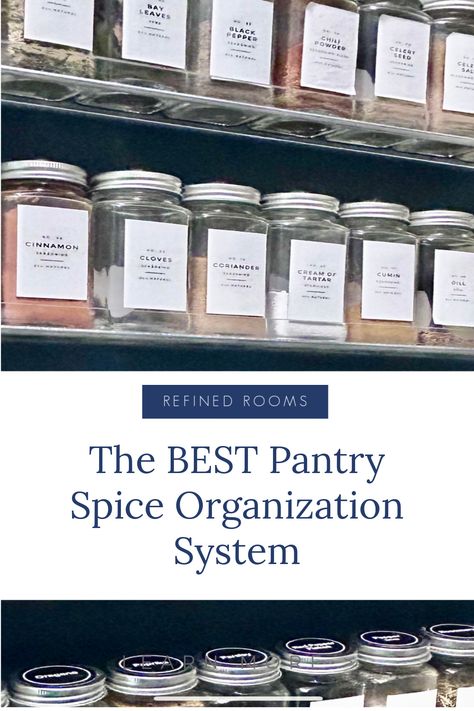 rows of organized labeled spice jars on a wall. Walk In Pantry Spice Rack, Pantry Spice Organization, Spice Organization Pantry, Kitchens 2024, Small Fridge Organization, Organizing Spices, Organizing Pantry, Organization Wall, Spice Rack Storage