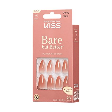 KISS Nail Collections | Trendiest Nail Designs by KISS – Page 6 – KISS USA Medium Length Press On Nails, Kiss Bare Nails, The No Makeup Look, Kiss Press On Nails, No Makeup Look, Nail Shades, Kiss Lashes, Sculpted Nails, Kiss Nails