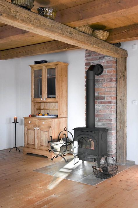 Small Wood Stoves, Corner Wood Stove, Wood Stove Surround, Wood Stove Hearth, Wood Burner Fireplace, Wood Burning Stoves Living Room, Small Wood Stove, Hearth Stone, Brick Hearth