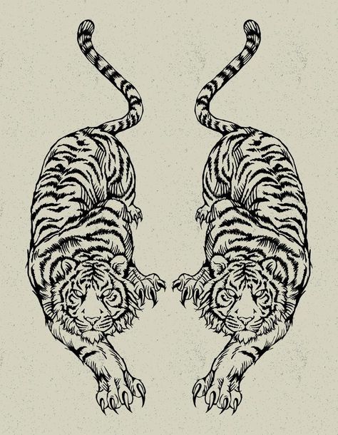 Back Tattoo Ideas For Men, Female Hand Tattoo, Tattoo Ideas Female Hand, Back Tattoos For Women, Back Tattoo Ideas, 16 Tattoo, Tiger Vector, Tattoo Line, Tiger Tattoo Design