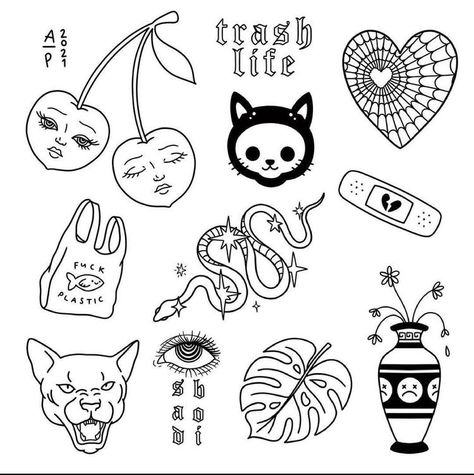 Cherry Tattoos, Flash Tattoo Designs, Doodle Tattoo, Tattoo Stencil Outline, Tattoo Portfolio, Line Art Tattoos, Dainty Tattoos, Tattoo Flash Art, Dope Tattoos