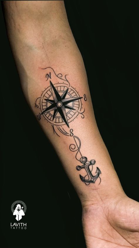 Navy Compass Tattoo, Moon And Anchor Tattoo, Hebrew 6 19 Tattoo Anchor, Us Navy Tattoos For Women, Compass And Anchor Tattoo Design, Compass With Anchor Tattoo, Cruise Ship Tattoo, Anchor And Compass Tattoo, Naval Tattoos