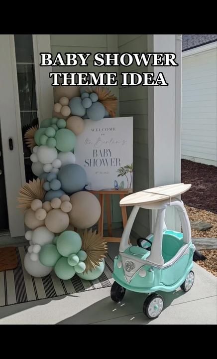 TikTok · Blooming Rose Events Surf Shack Playroom, Gender Reveal Beachy, The Big One Surf Birthday Pictures, Vw Birthday Party, Surfing Gender Reveal, Surf Gender Reveal, Surfing Baby Shower Ideas, Baby Shower Surf Theme, Surfs Up Baby Shower Theme