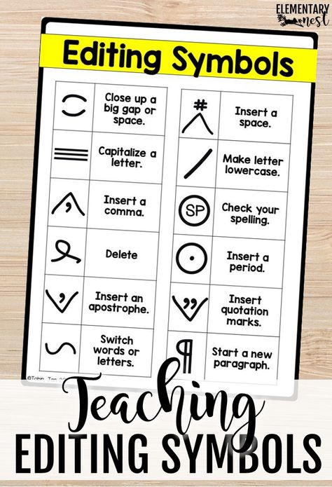 Teaching Editing symbols anchor chart. #revising #editing #editingsymbols #revisingandediting #teachingrevisingandediting Peer Editing Anchor Chart, Editing And Revising Anchor Chart, Proofreading Marks Anchor Chart, Revising And Editing Anchor Chart, Editing Symbols For Writing, Editing Marks Anchor Chart, Editing Symbols Anchor Chart, Editing Anchor Chart, Editing Symbols