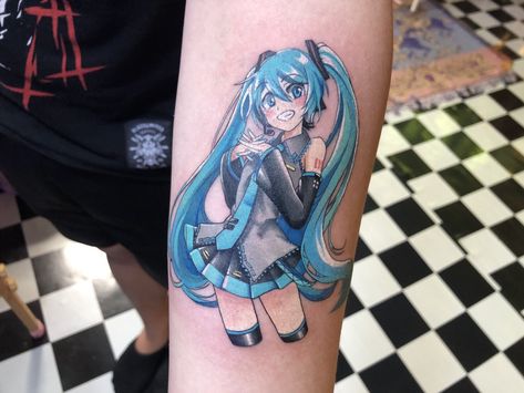 Vocaloid Tattoo, Miku Tattoo, Hachune Miku, 01 Tattoo, Math Drawing, Miku Vocaloid, Geek Tattoo, Kawaii Tattoo, Cute Little Tattoos