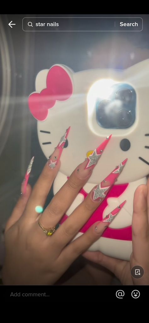 Stilleto Y2k Nails, Cute Stilletos Nails, Y2k Stilletos Nails, Y2k Stiletto Nails, Acrylic Nails Stiletto, Y2k Nails, Star Nails, Stiletto Nails, Simple Nails