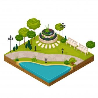 Isometric landscape design elements Vector | Free Download Isometric Landscape, Interior Design Portfolio Layout, Isometric Drawing, Park Landscape, Isometric Design, Isometric Illustration, Mobile Art, Parking Design, Tree Illustration