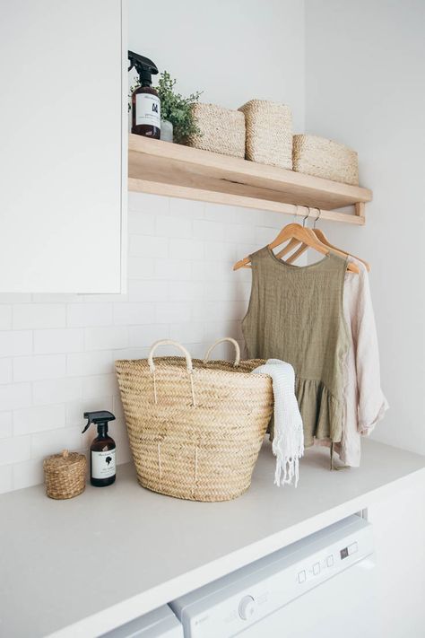 Timber Shelves, Dream Laundry Room, Minimal Interior Design, Laundry Design, Laundry Room Inspiration, Laundry Room Storage, Laundry Mud Room, Laundry Room Organization, Laundry Room Design