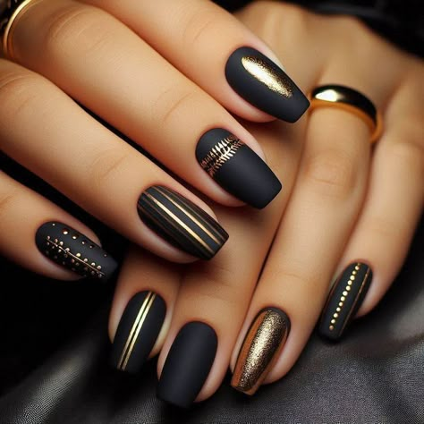 Unleash your inner goth with these sleek black nail designs! #NailArt Matte Nail, Matte Nails Design, Black Nail Designs, Polish Ideas, New Nails, Nails And Makeup, Nail Design Ideas, Fancy Nails, Chic Nails