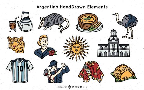 Argentina Icons, Argentina Illustration, Argentina Culture, Agriculture Logo, Bookmark Ideas, Girl Scout Ideas, Hand Drawn Illustration, Drawn Illustration, Social Media Design Graphics