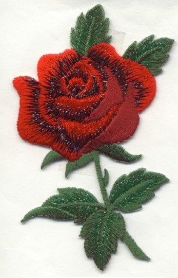 ROSE RED iron on patch applique Red Rose Love, Bordados Tambour, Single Red Rose, Hand Embroidery Tutorial, Pretty Roses, Flower Patch, Rose Embroidery, Silk Ribbon Embroidery, Iron On Applique