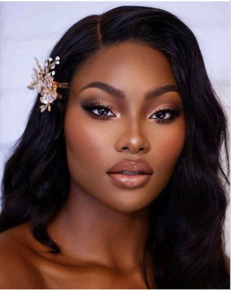 2023 Bridal Makeup Trends, Black Bride Makeup Wedding Natural, Wedding Makeup For Black Skin, Bridal Makeup For Black Women Wedding, Black Bride Makeup Wedding, Wedding Makeup Dark Skin, Black Wedding Makeup, Black Bride Makeup, Black Bridal Makeup