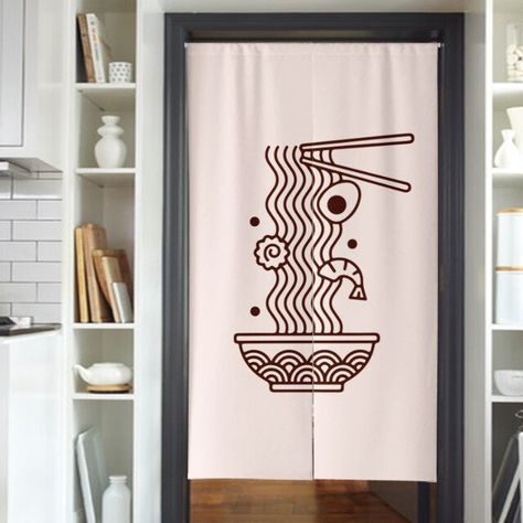 Japanese Kitchen Door Curtains Coffee Shop Tea Shop Curtains Restaurant Noodle Shop Curtains Feng Shui Curtain Noren-in Curtains from Home & Garden on AliExpress Japanese Kitchen Curtain, Noodle Shop Interior, Noodle Shop Design, Restaurant Kitchen Door, Curtains Restaurant, Kitchen Door Curtains, Japanese Door Curtain, Striped Accent Wall, Shop Curtains