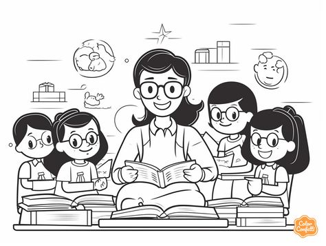 illustration of Celebrate Teachers' Day with coloring Teachers Teaching In Classroom, Mandala Turtle, Teacher Day, School Coloring Pages, Cartoon Coloring Pages, Teachers Day, Fantasy Fairy, Free Kids, Coloring Pages For Kids