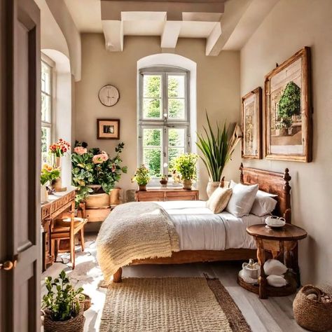 Small Italian Cottage, Small European Bedroom, Italian Country Bedroom, Cozy Cottage Bedding, Cottage Coastal Bedroom, Italian Inspired Bedroom Decor, Bedroom Italian Style, Small Bedroom Cottagecore, Italian Interior Design Bedroom