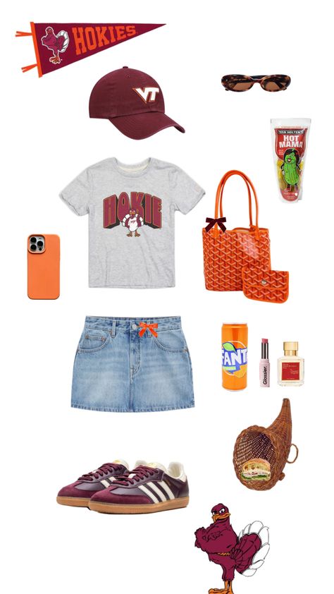 Vt Gameday Outfit, Aesthetic Game Day Outfit, Virginia Tech Game Day Outfit, Virginia Tech Aesthetic, Gameday Outfit College, Virginia Aesthetic, Tech Fits, Tech Clothes, Tech Outfit